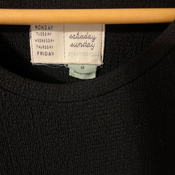 Anthropologie Saturday Sunday Tiered Textured Midi Dress Black - Picture 4 of 9